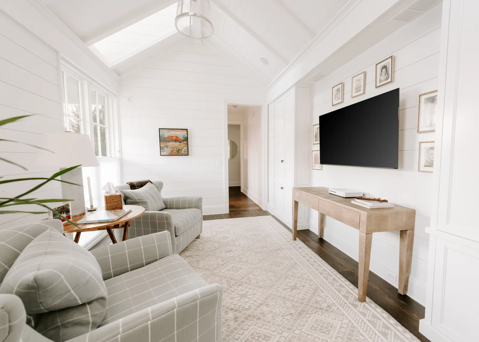 Clean wall-mounted television installation in a living area