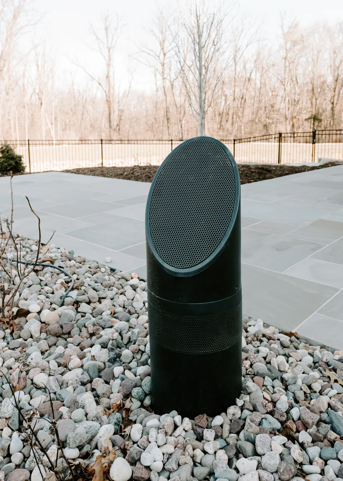 Landscape speaker integrated into a planting bed