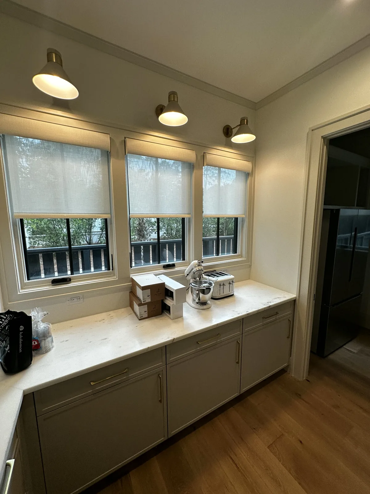 Tailored window shades fitted to a residential interior